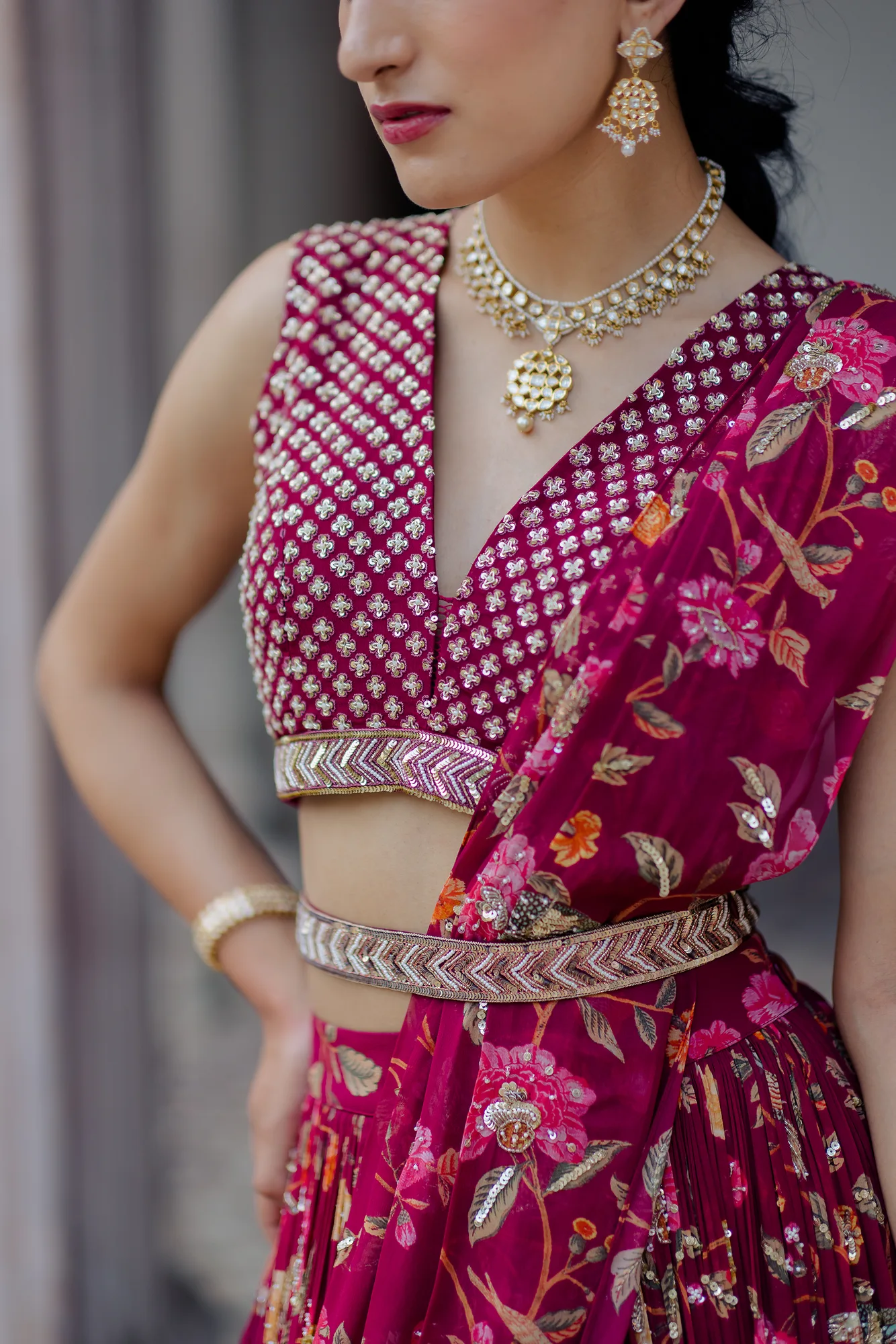 Nitara Lehenga Set by Paulmi And Harsh, view 3