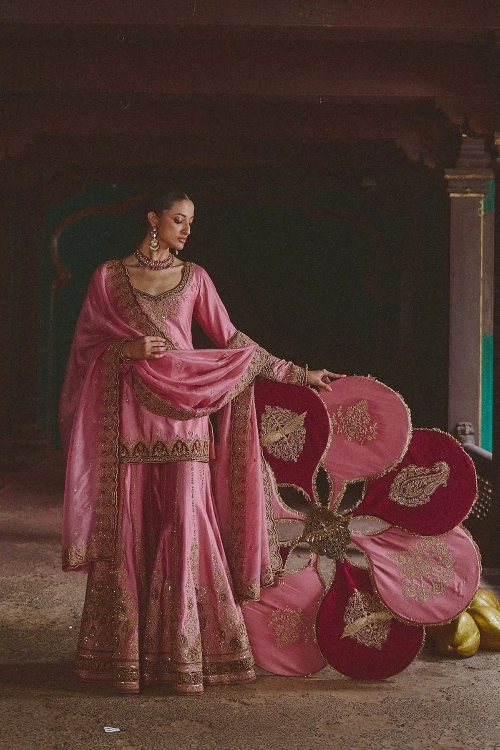 Nakshi Sharara Set by Jigar Mali in lilac, view 3