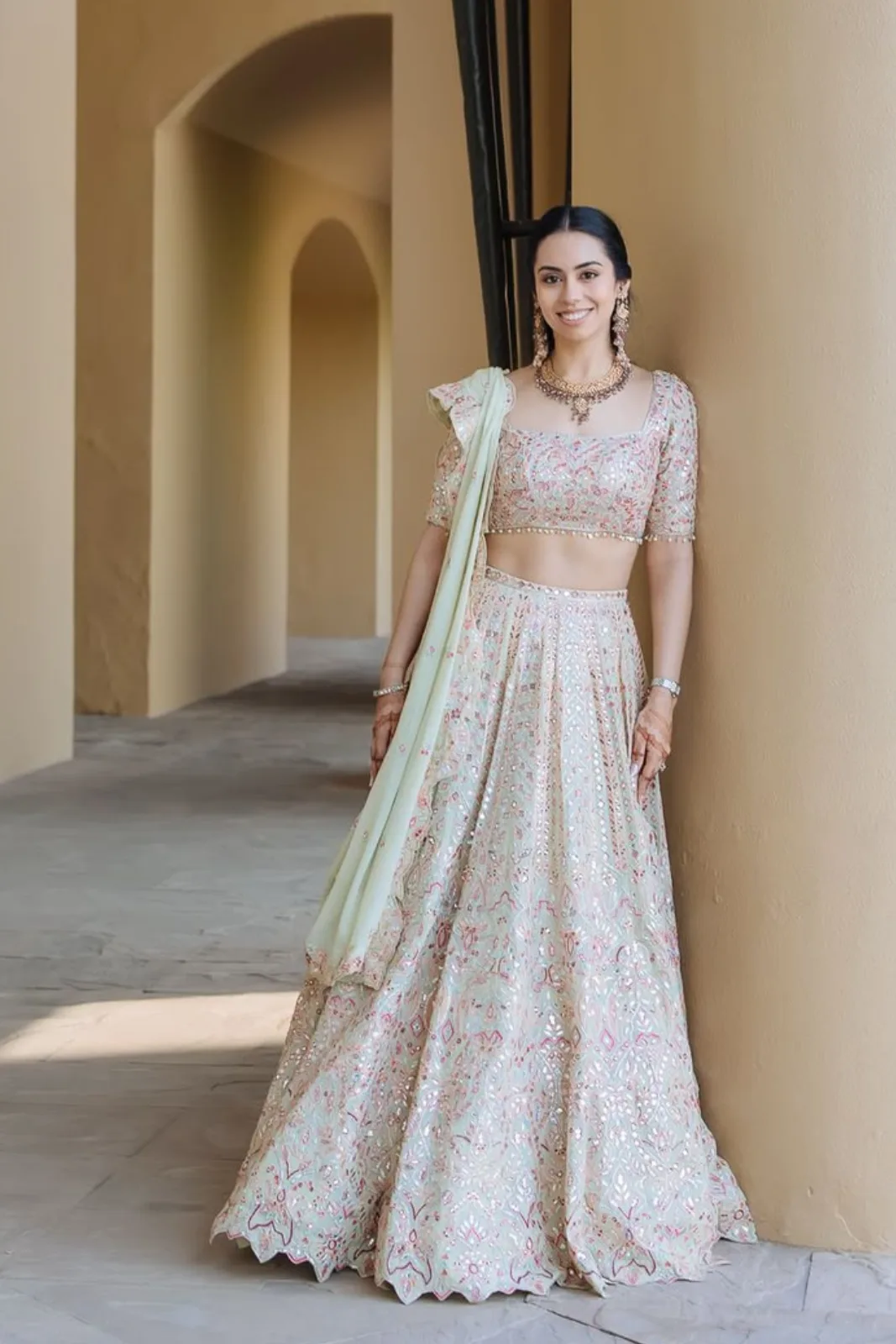 Simran In Our Light Green Georgette Lehenga by Tamanna Punjabi Kapoor