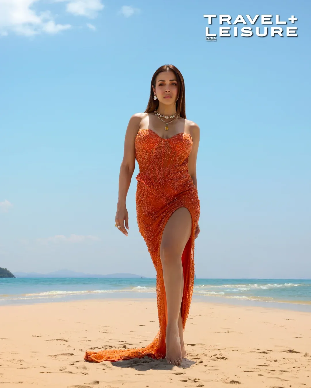 Malaika in Molten Radiance Slit Gown by Dolly J