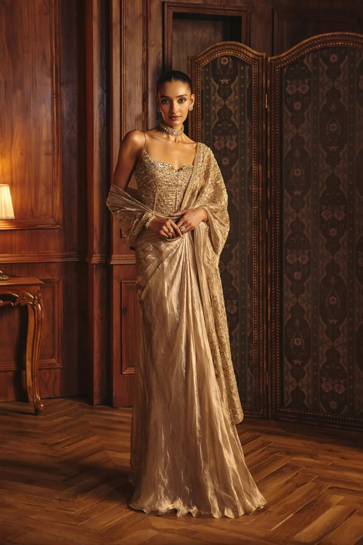 Rubaa by Mahima Mahajan, nude skirt set