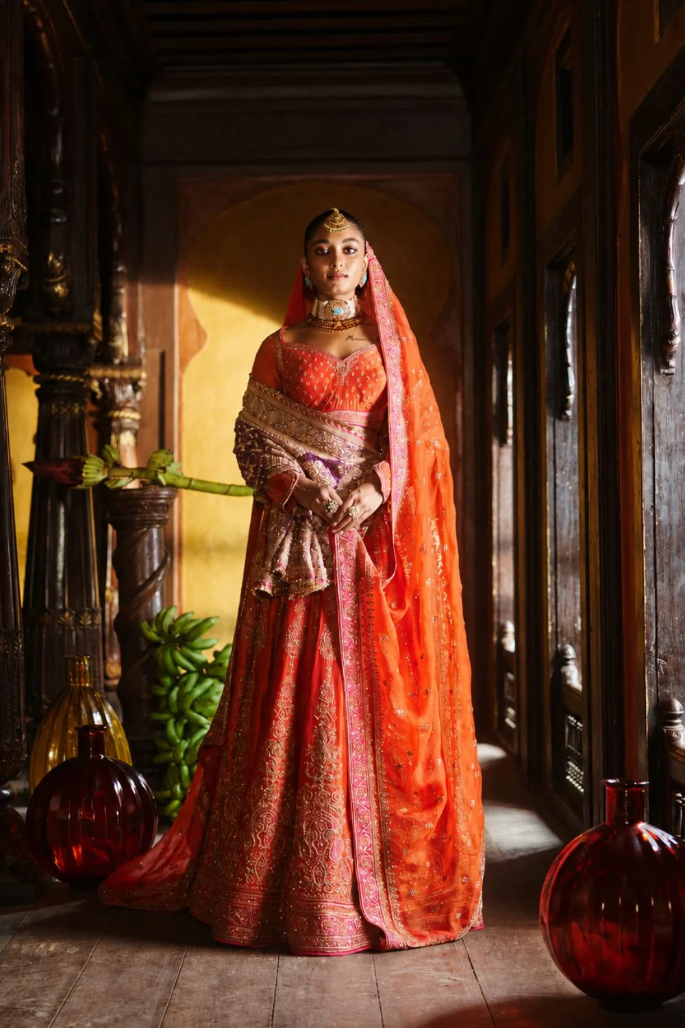 Udaya Lehenga Set by Jigar Mali in orange