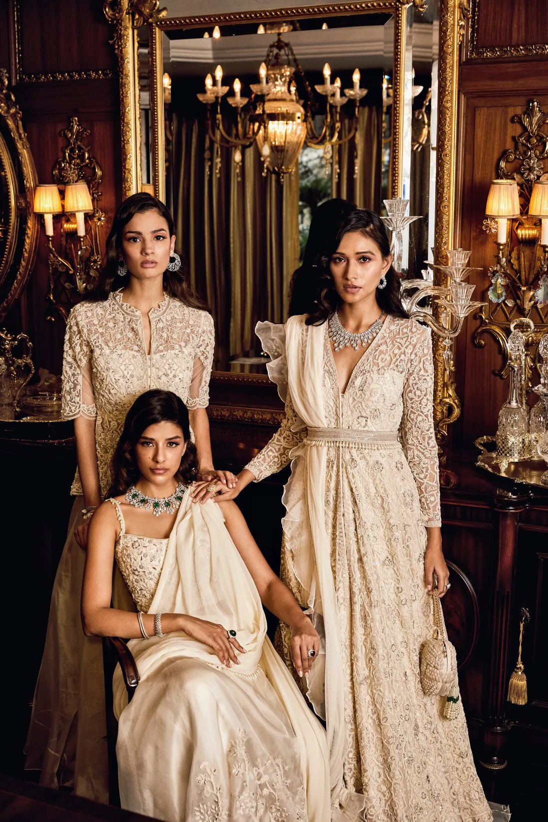 Amaya by Ridhi Mehra, ivory sari, view 4