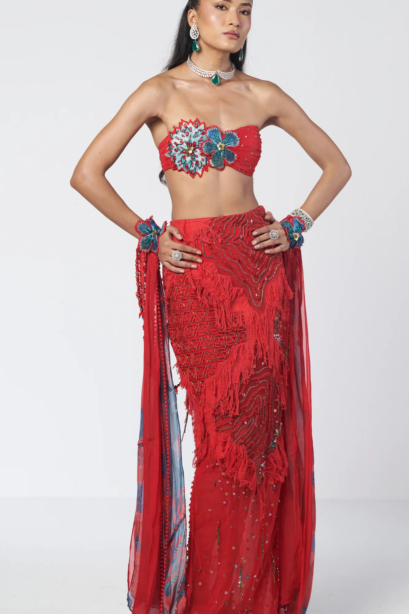 Scarlet Mehbooba Set by Rishi and Vibhuti, view 2