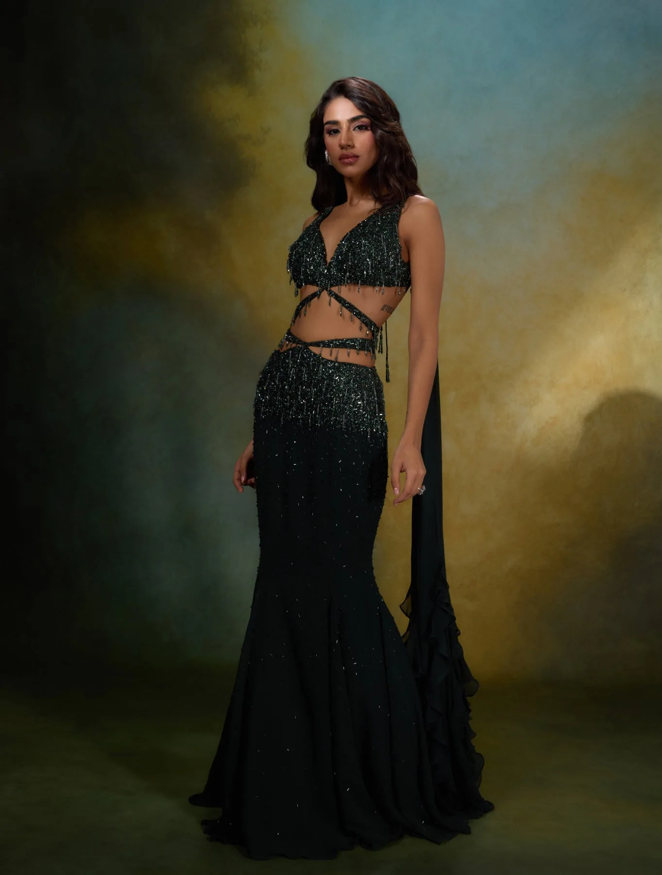 Sloane by Shloka Khialani, forest green skirt set