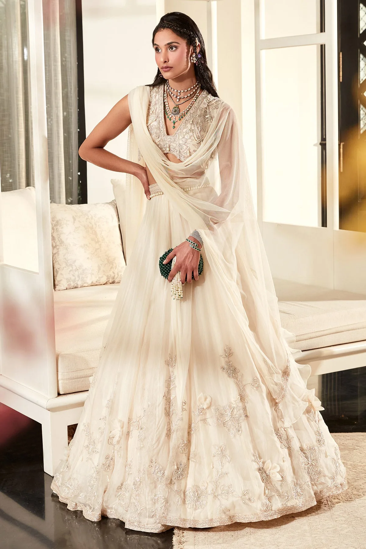 Laurel by Ridhi Mehra, mint green lehenga