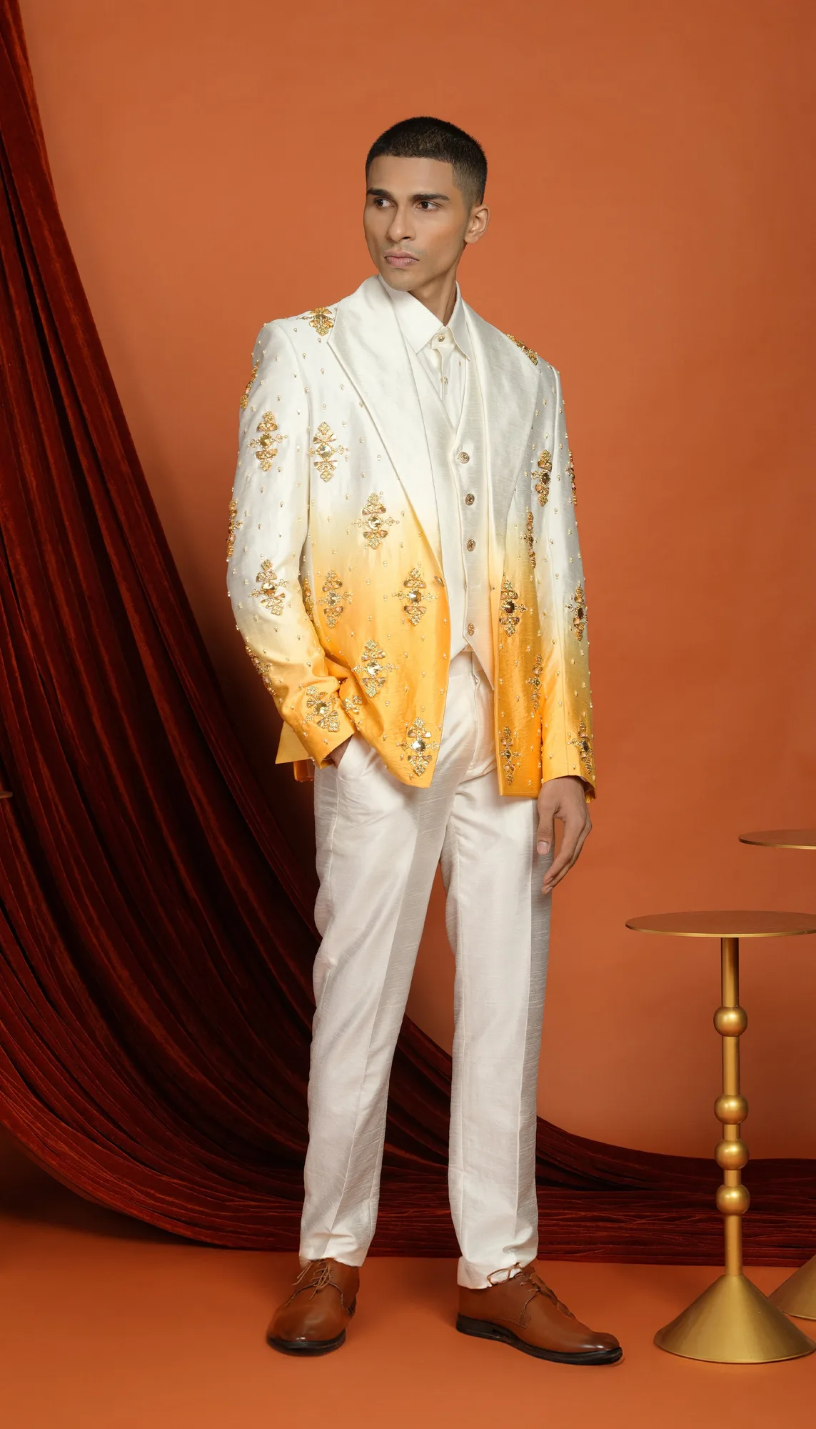 Kai - yellow ombré blazer set by Papa Don't Preach, yellow jacket