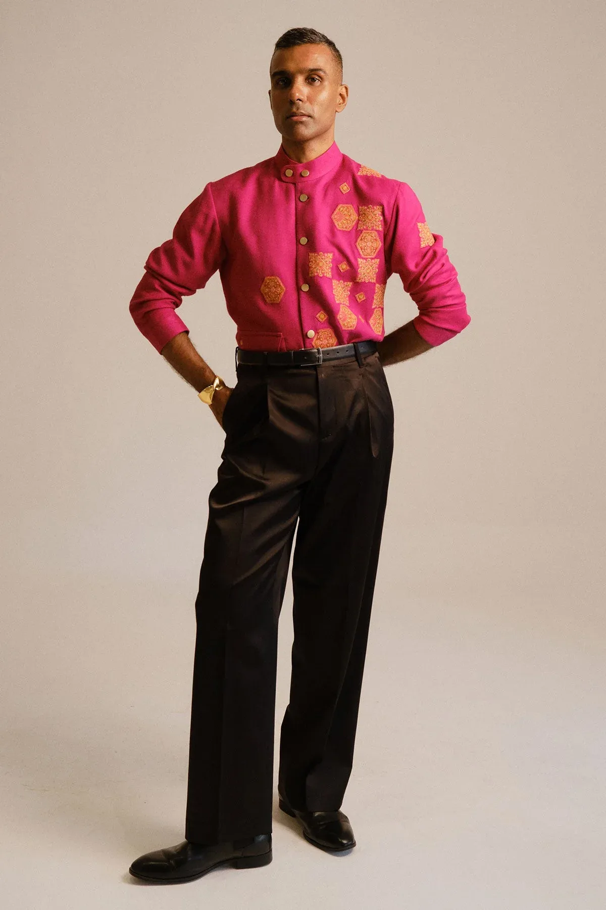 Fuchsia Pink Kashmiri Bomber by Qbik