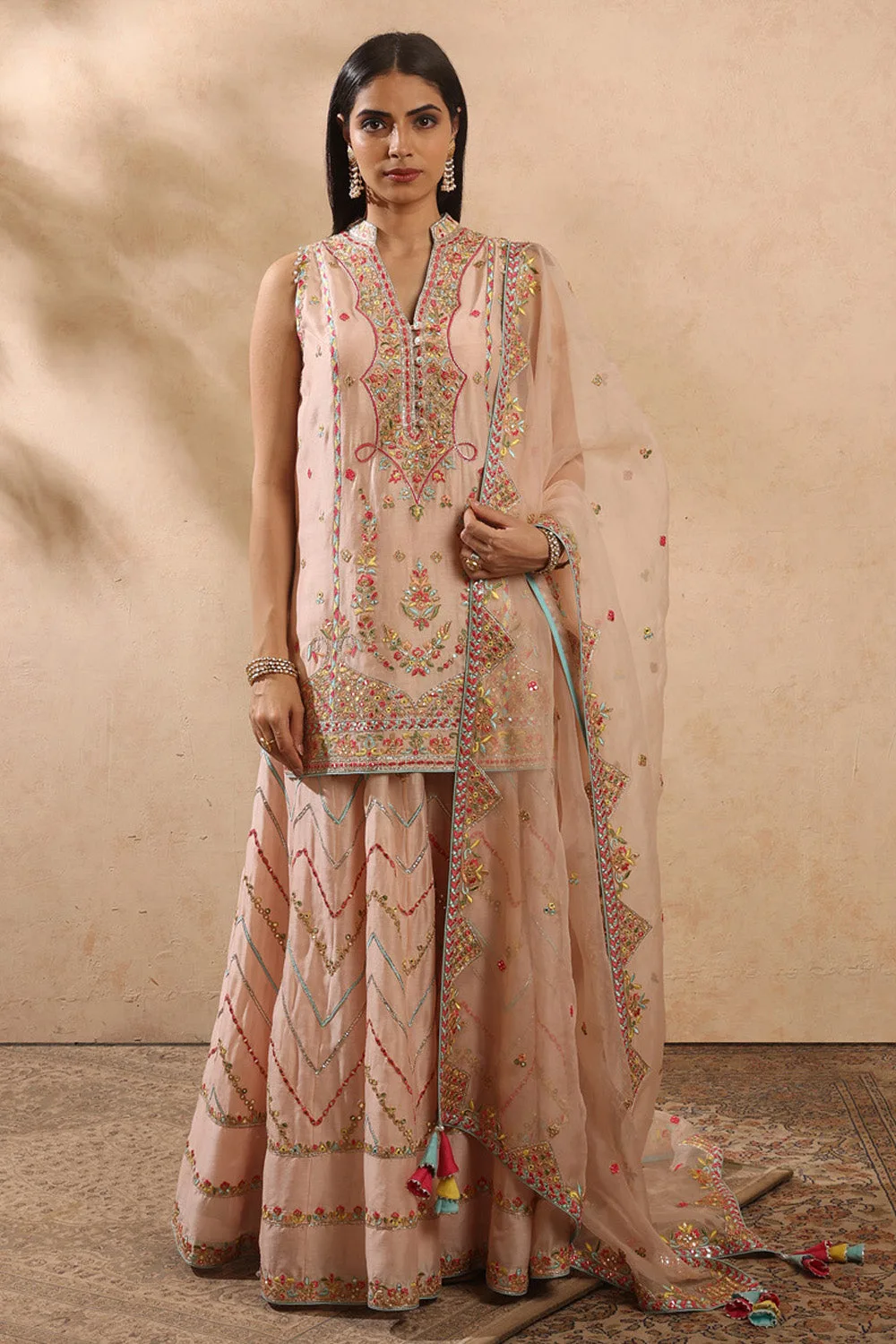 Pink Sharara Set by Tamanna Punjabi Kapoor