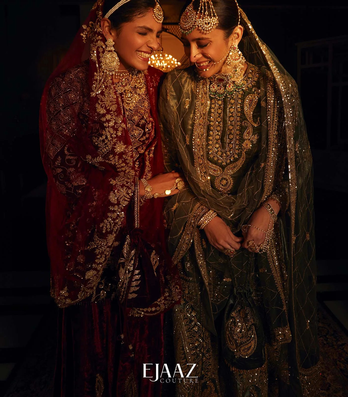 Olive Green Gharara Set by Mukul Arora