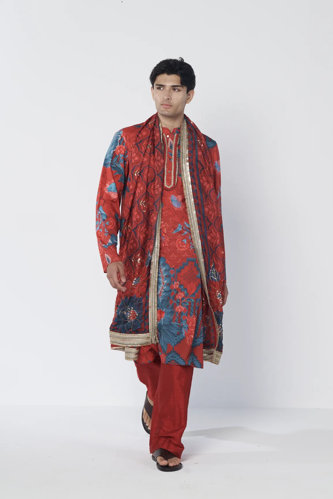 Red Mirage 2.0 Kurta set by Rishi and Vibhuti