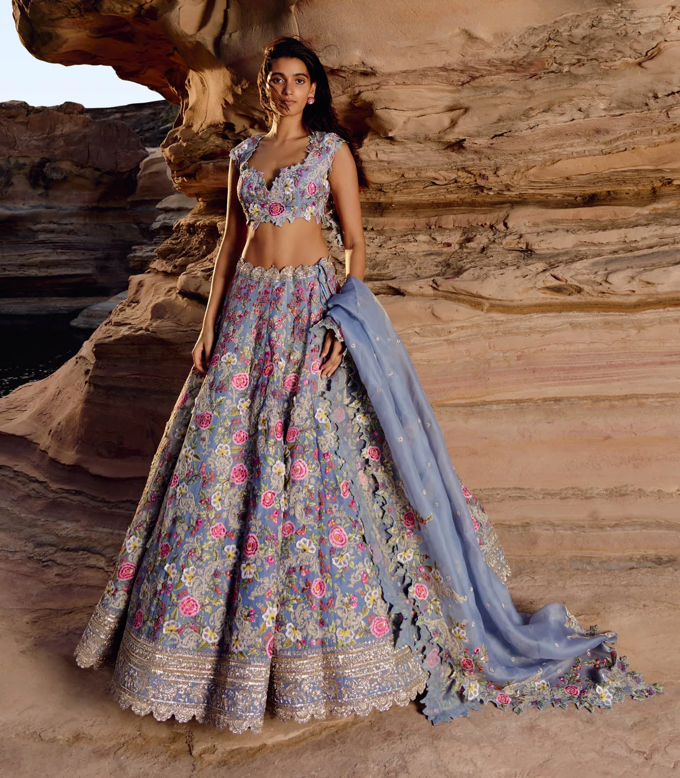 Blue Umang Lehenga Set by Anushree Reddy