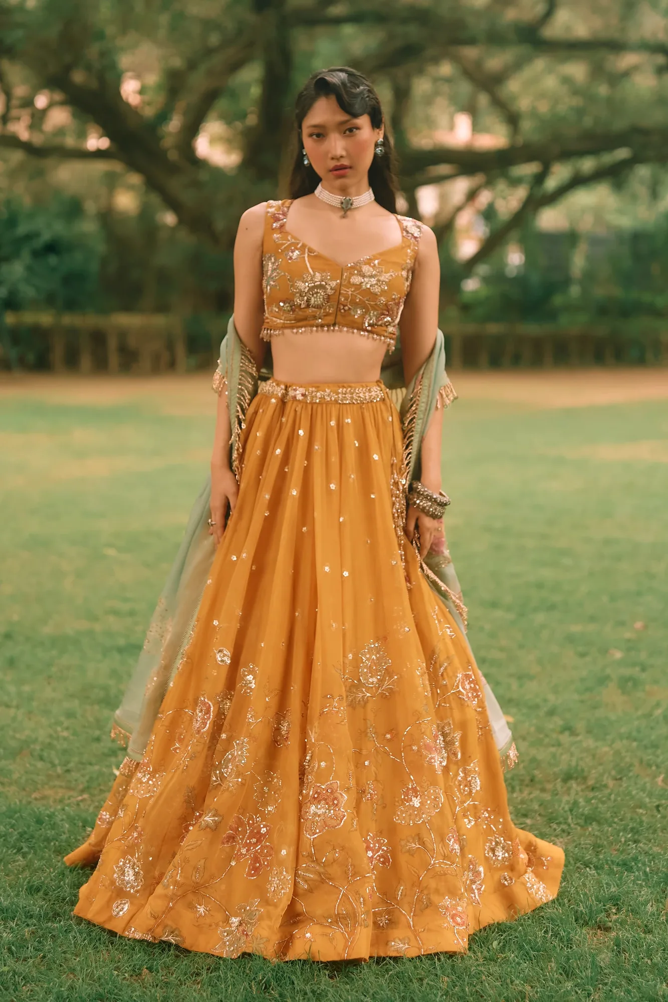 Elinor Lehenga by Paulmi And Harsh in mustard