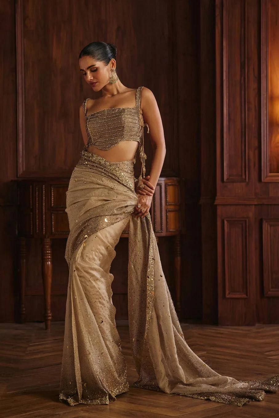 Saira by Mahima Mahajan, nude sari, view 4