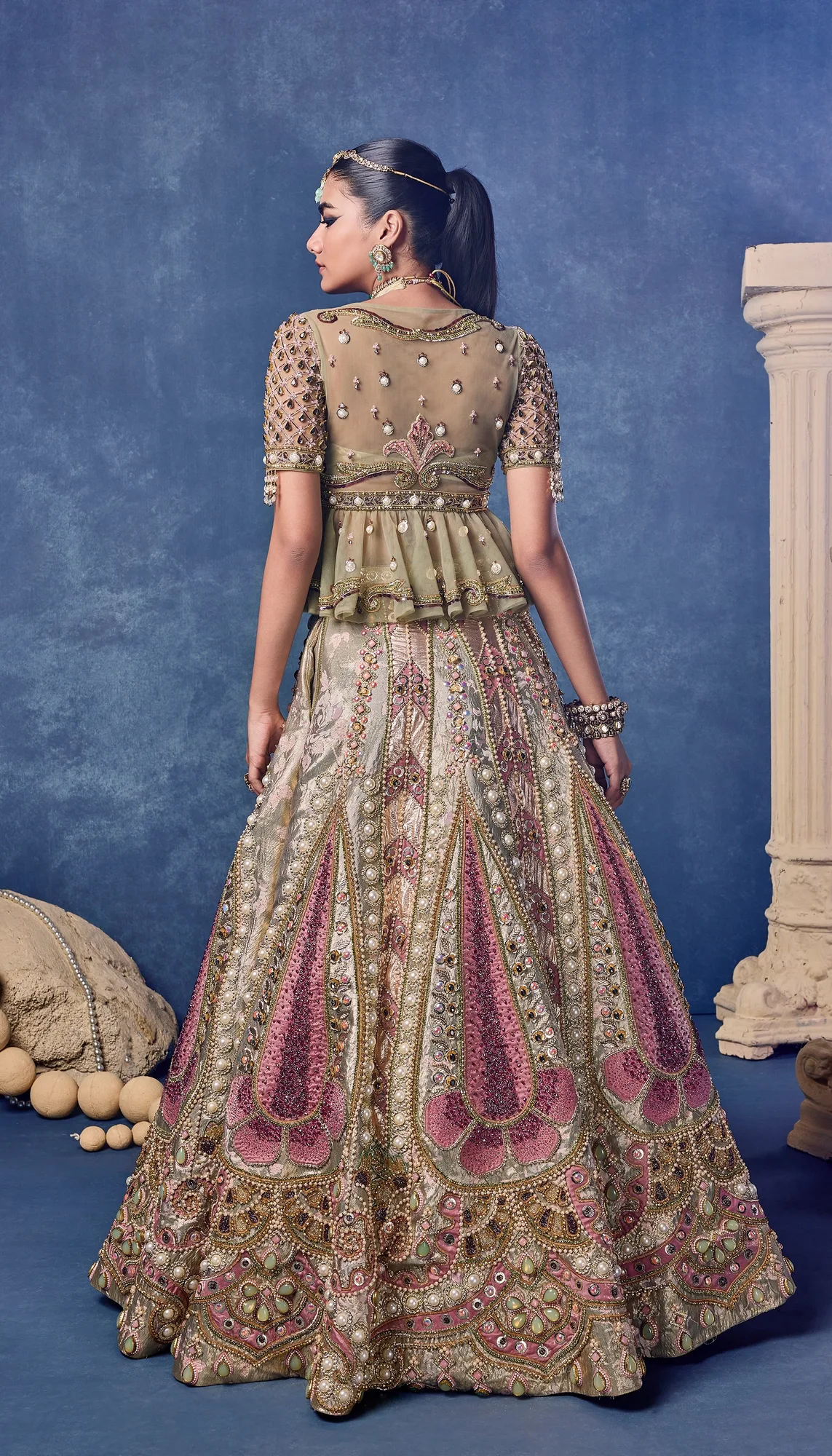 Madonna In Bloom - Full Lehenga Set by Papa Don't Preach, view 4