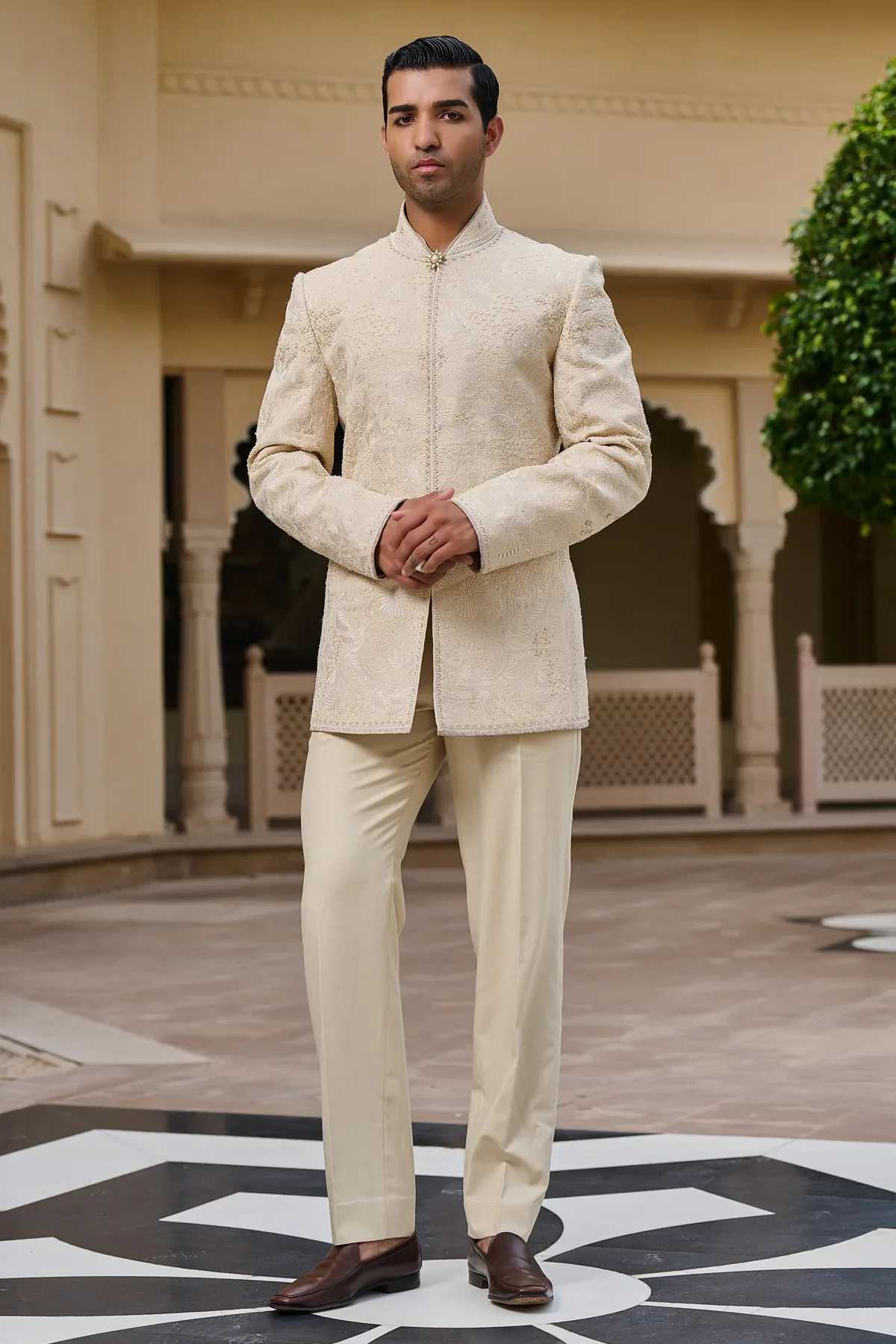 Golden Light GEORGETTE 80GRM, COTTON SATIN, SUITING FABRIC by Tarun Tahiliani