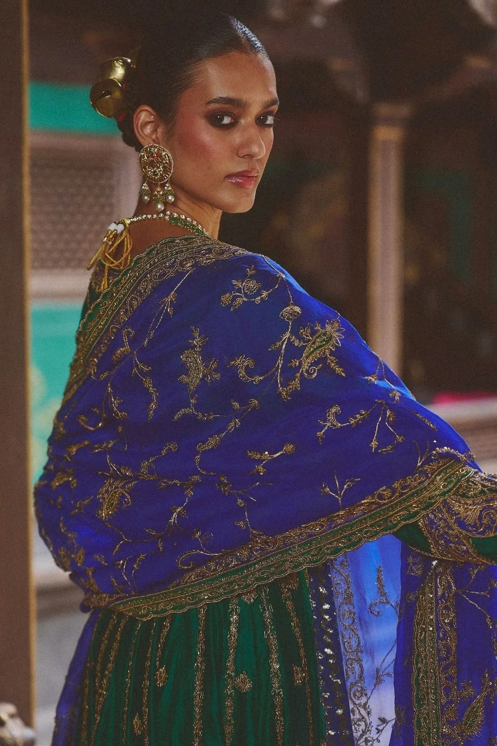Chaitra Jacket Set by Jigar Mali in green, view 3