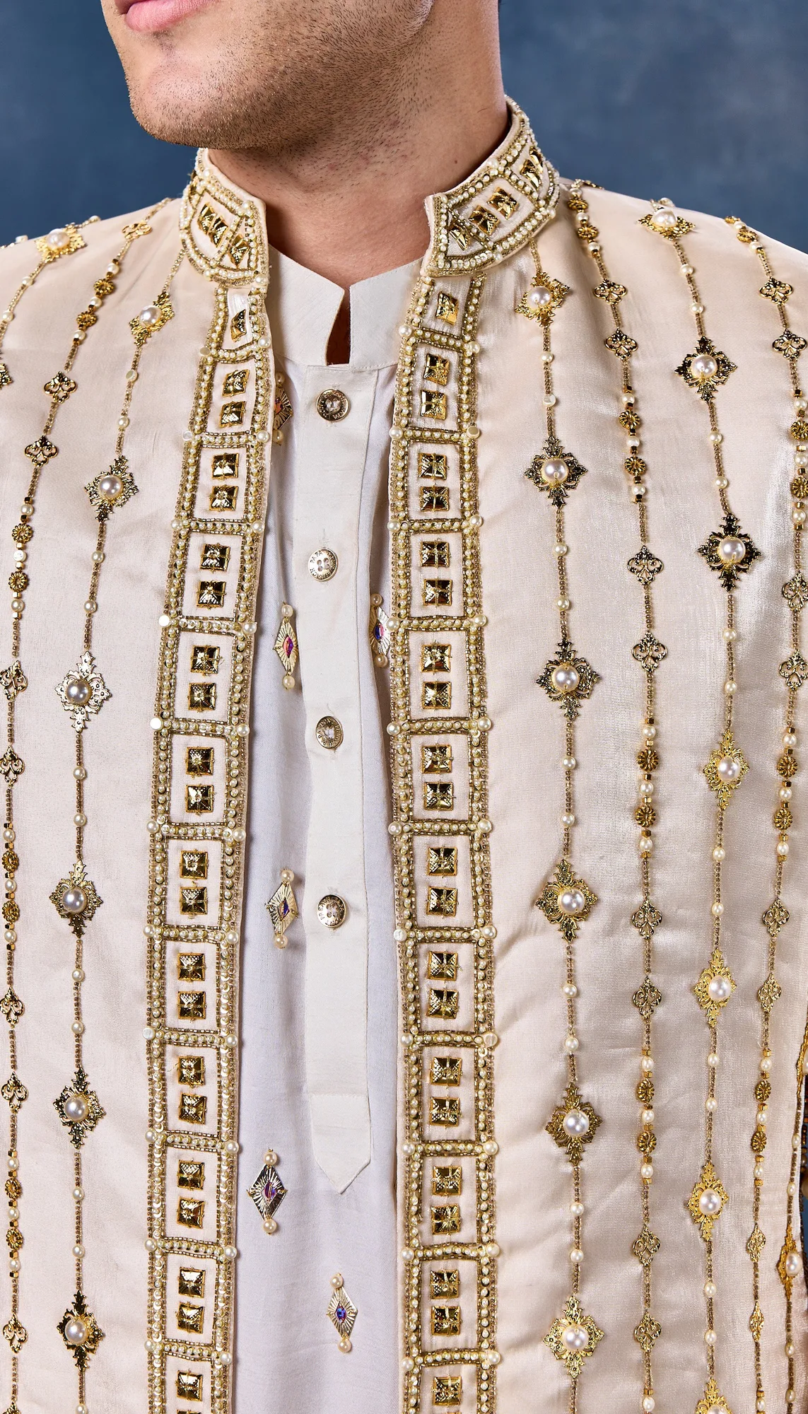 Gilded Ivory - Sherwani Set by Papa Don't Preach, view 4