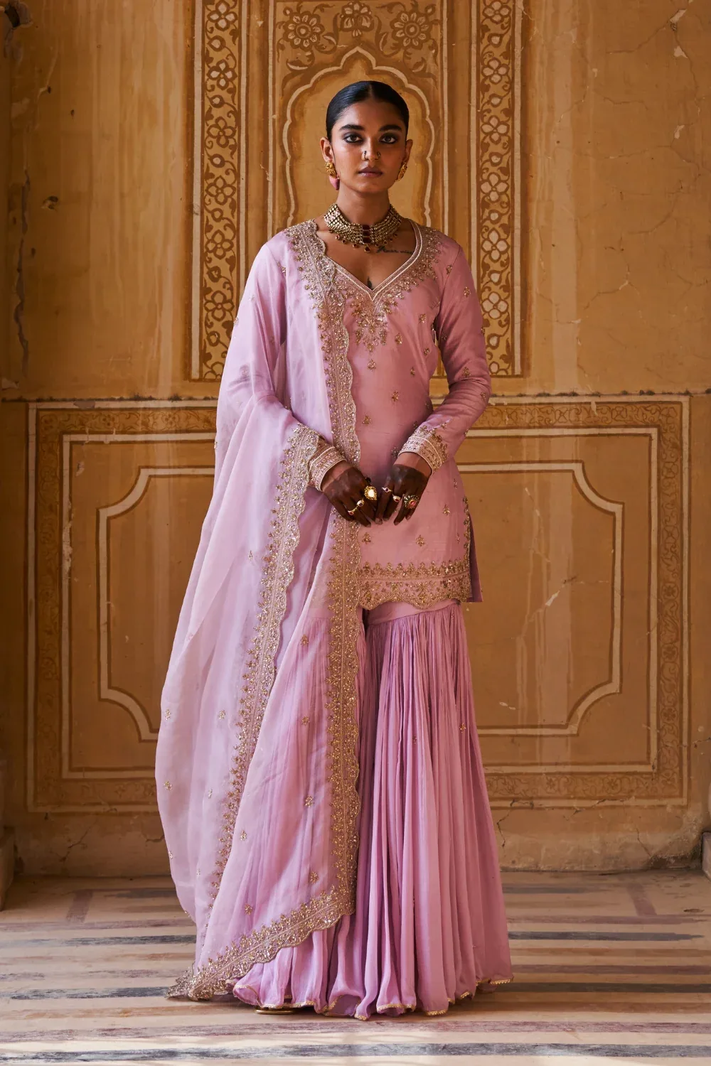 Amba Gharara Set by Jigar Mali