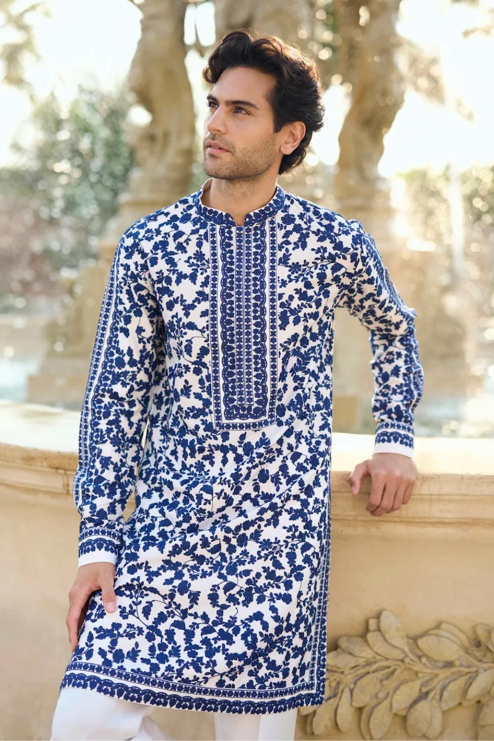 Blue Thread Work Kurta Set by Seema Gujral