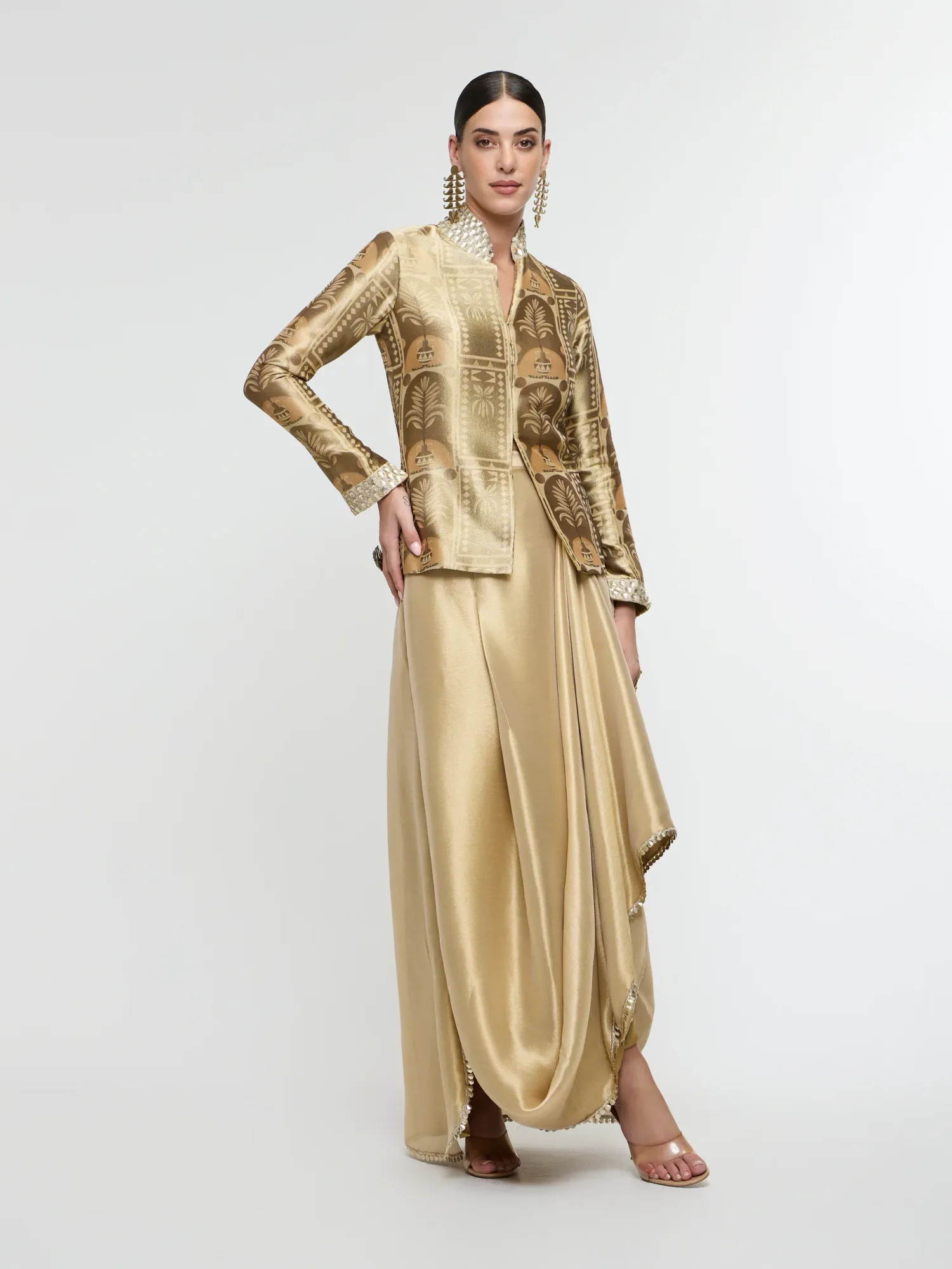 Elara Jacket Paired with Draped Skirt by SVA