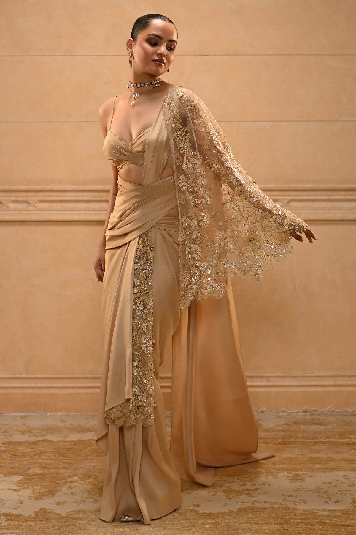 Embroidered Drape Saree by Tarun Tahiliani