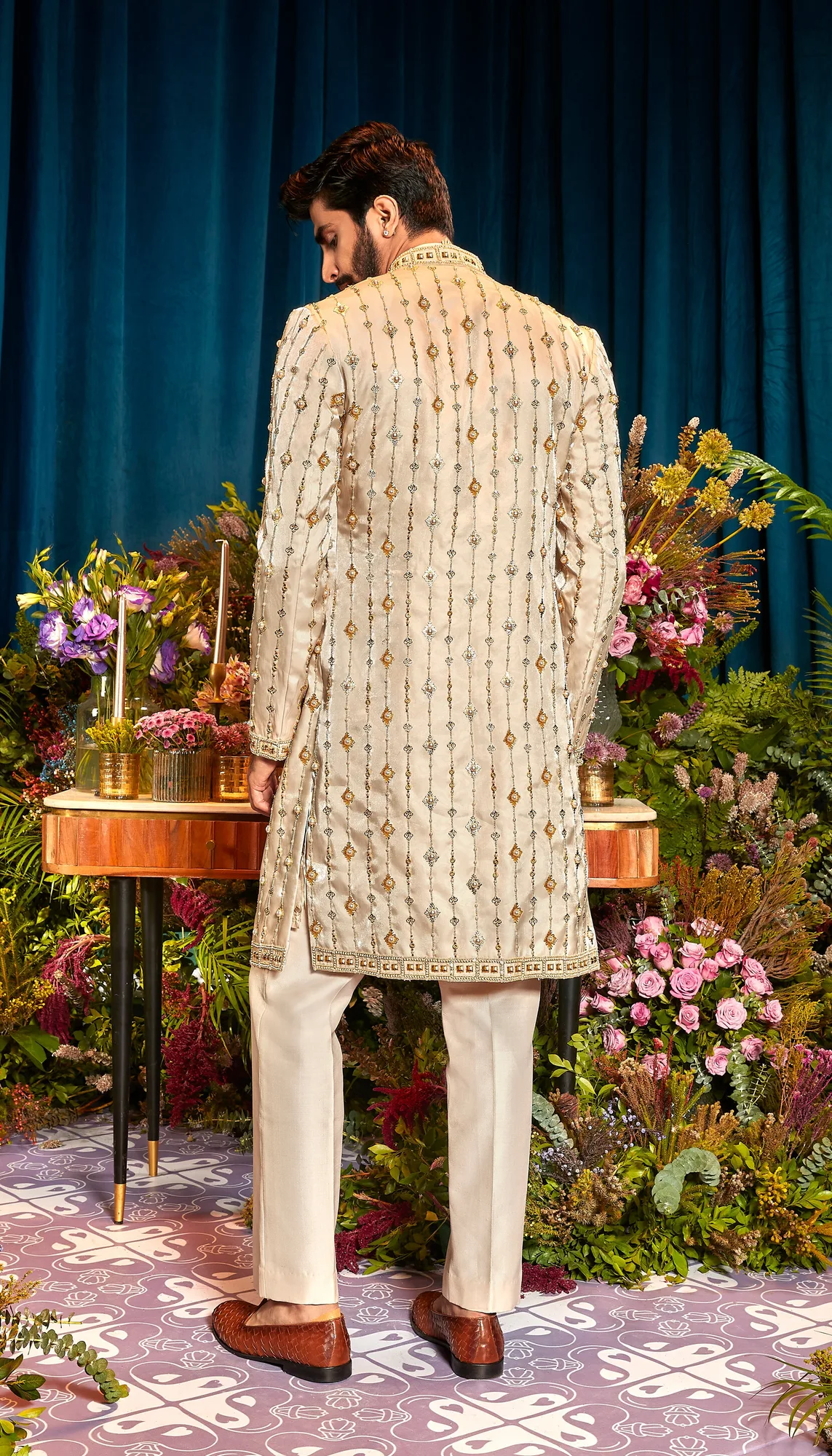 Gabriel - Ivory Sherwani Set by Papa Don't Preach, ivory jacket, view 2