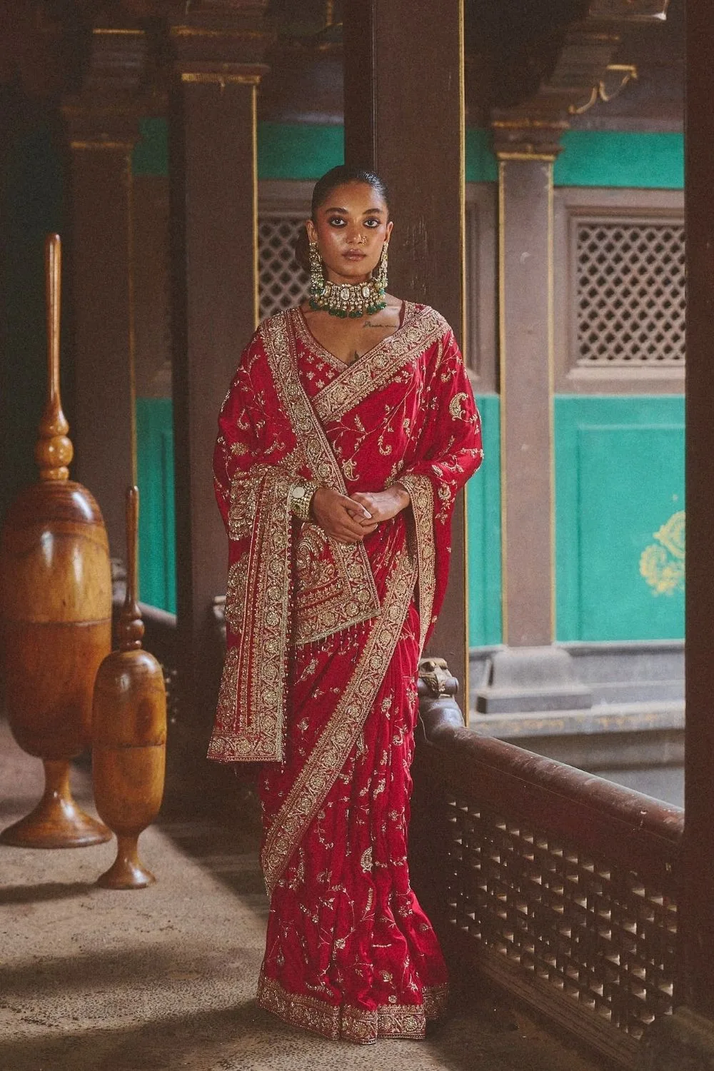 Kiran Saree by Jigar Mali in red