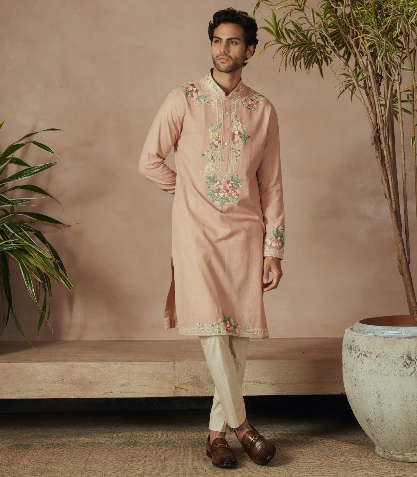 Dusty Rose Kurta Set by Anushree Reddy