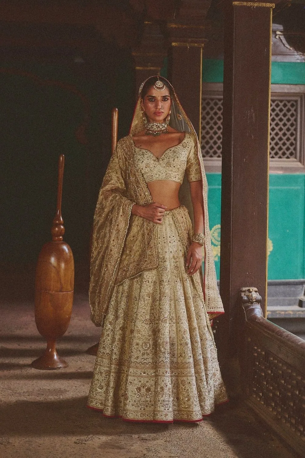 Sadhana Lehenga Set by Jigar Mali in off white