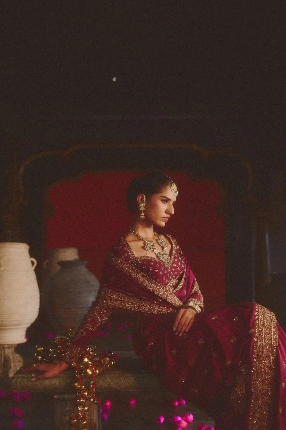 Prabha Silk Saree by Jigar Mali in wine, view 4