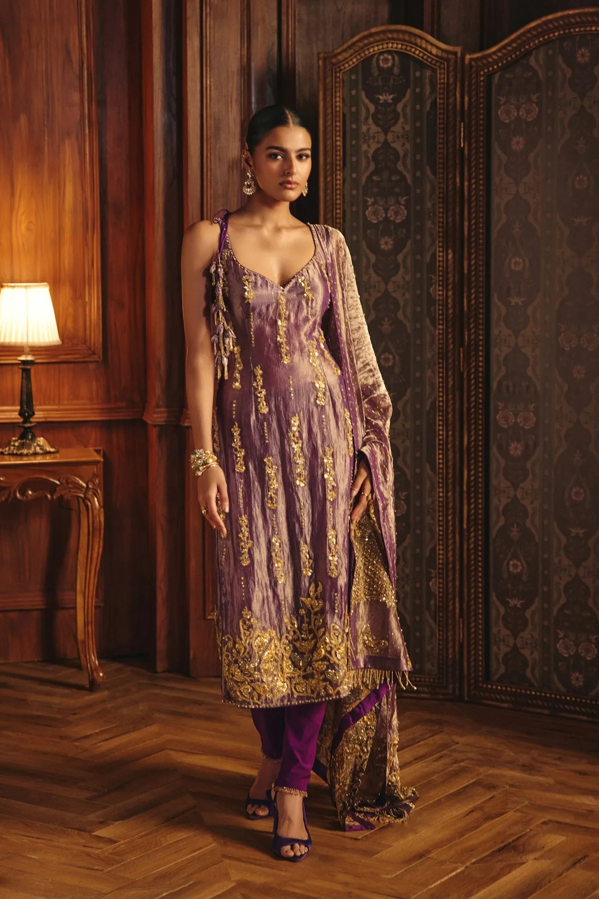 Naima by Mahima Mahajan, purple kurta, view 3