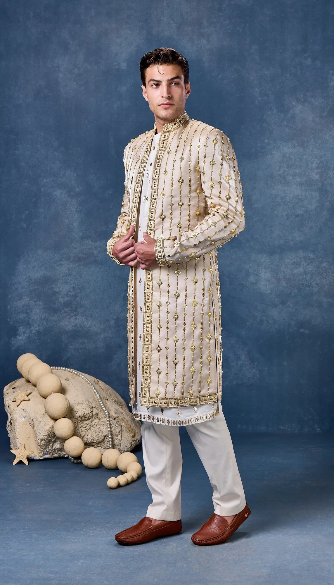 Gilded Ivory - Sherwani Set by Papa Don't Preach, view 2