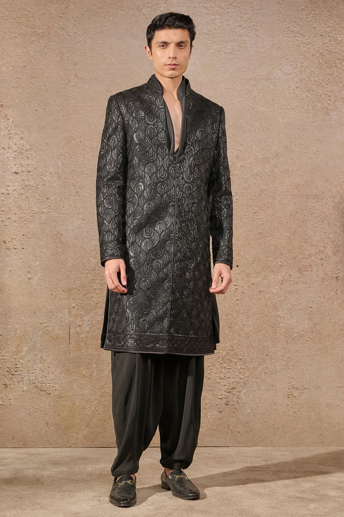 Languid Summer Tonal Sequin Cocktail Sherwani by Tarun Tahiliani