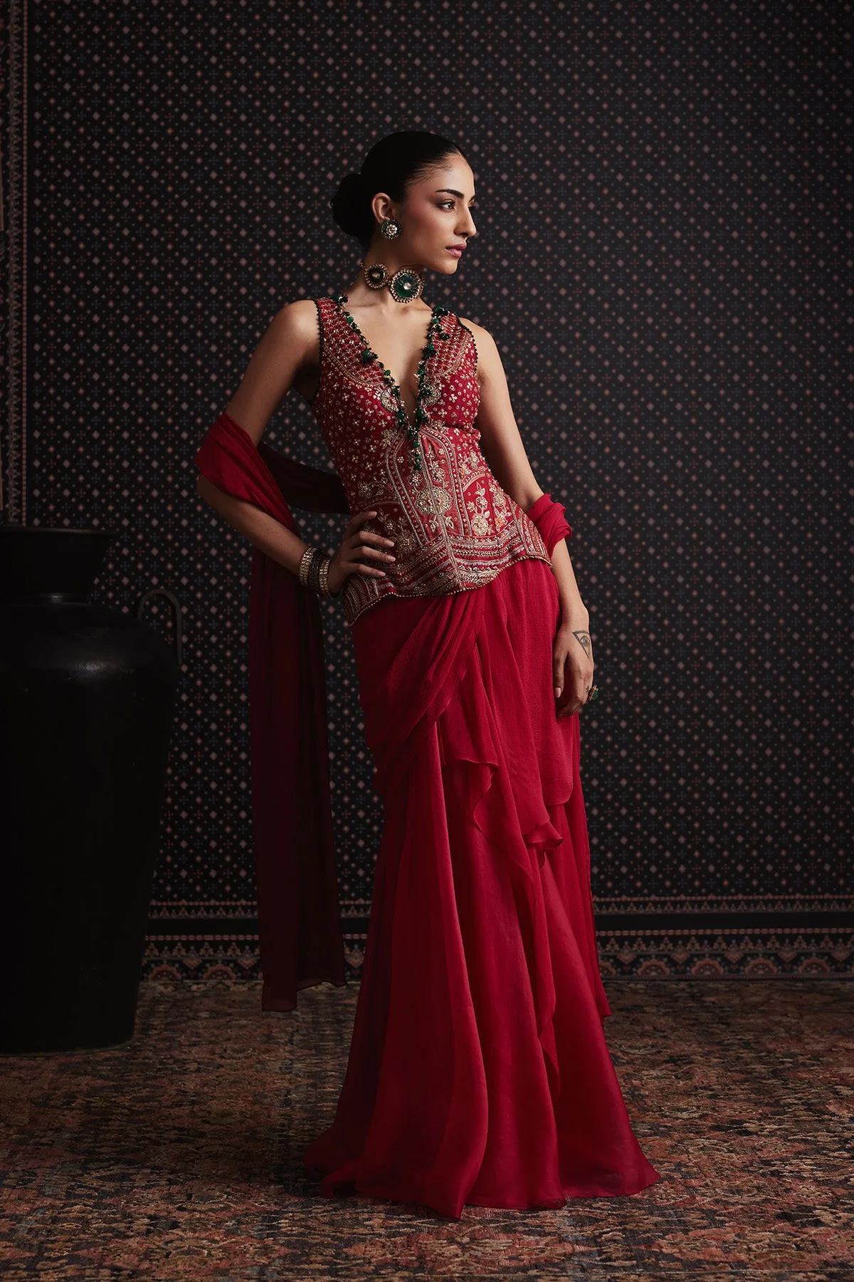 Whimsy Saree Set by Ridhi Mehra, view 2