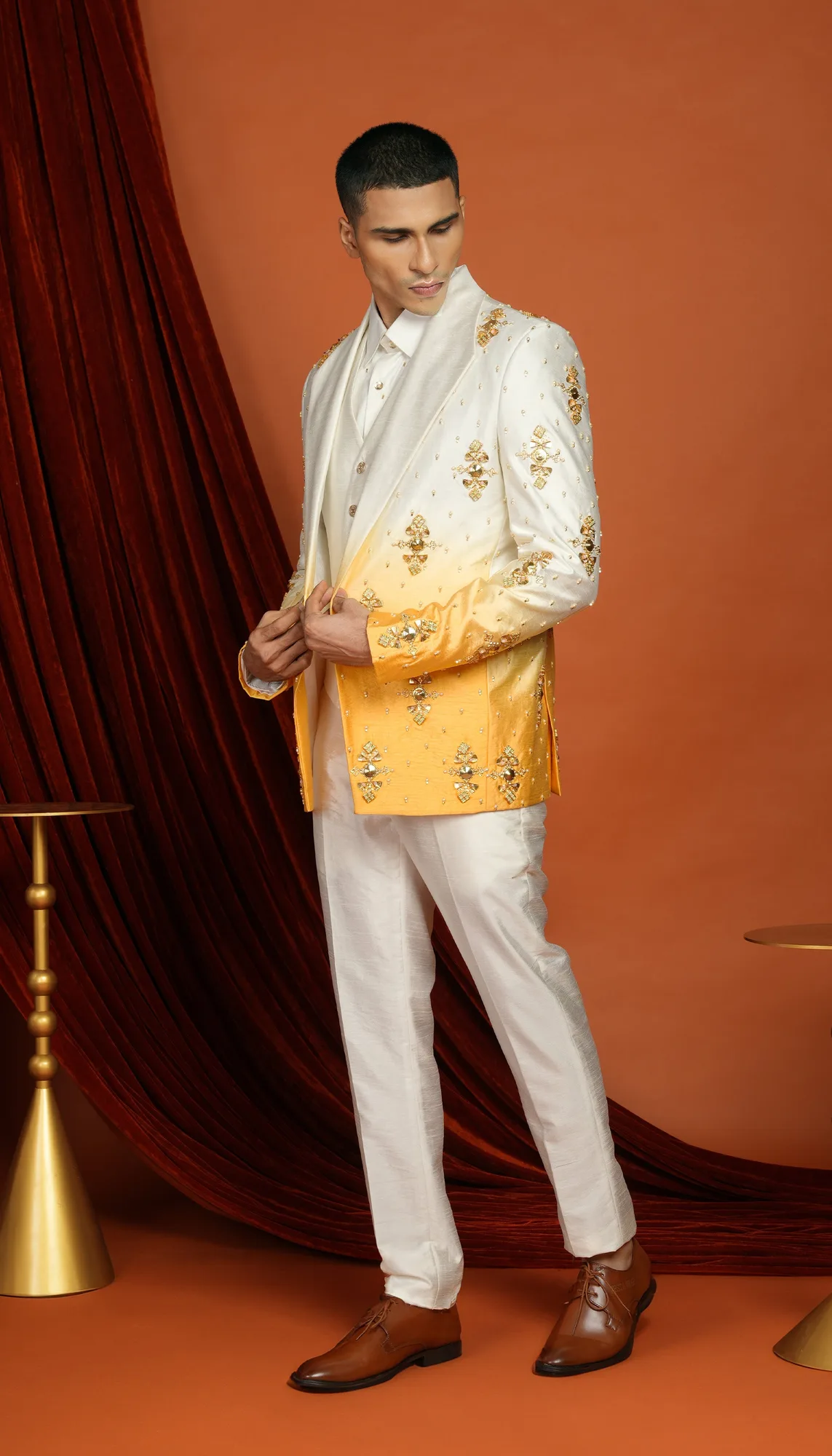 Kai - yellow ombré blazer set by Papa Don't Preach, yellow jacket, view 4
