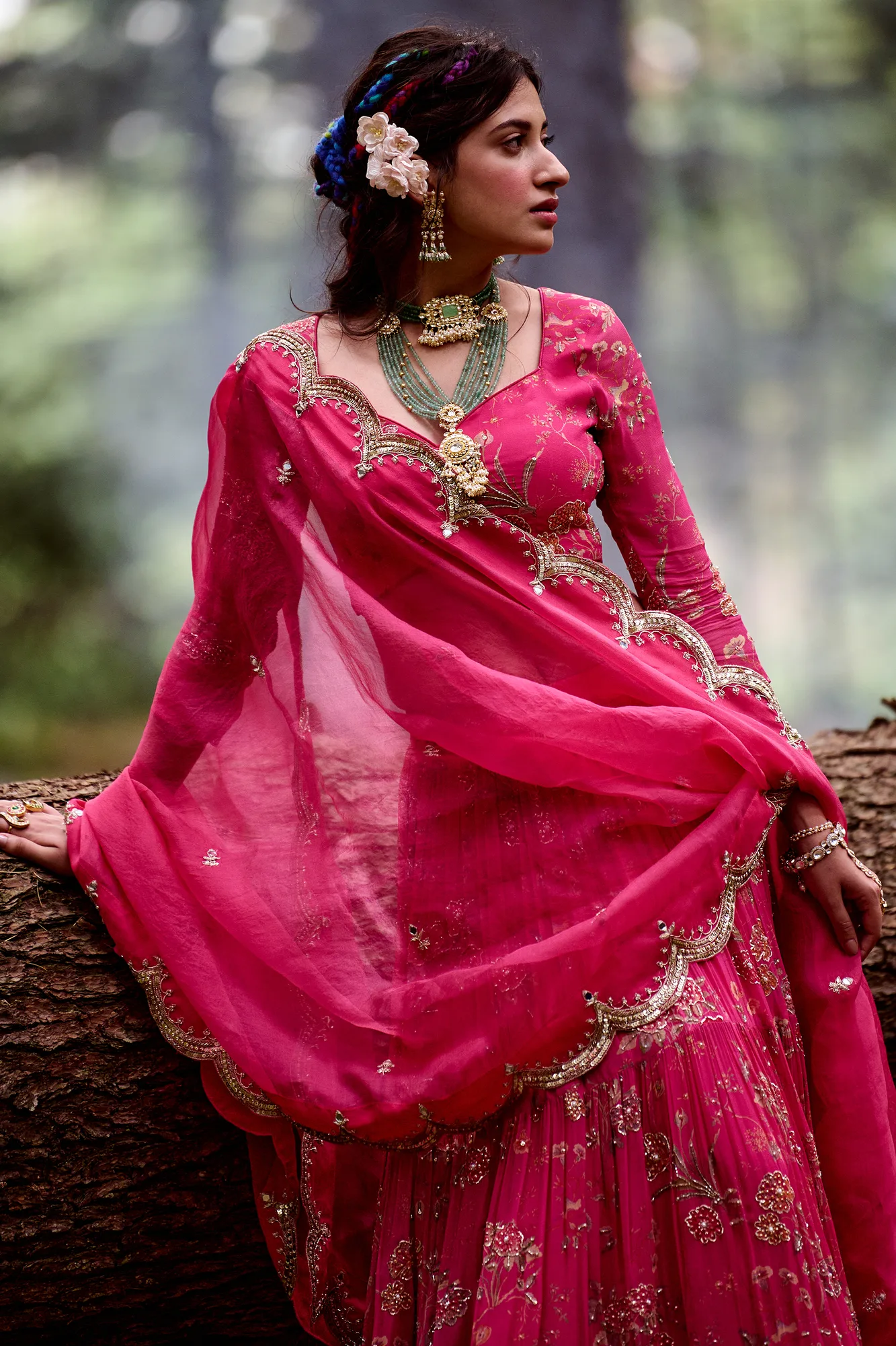 Garance Lehenga Set by Paulmi And Harsh in pink, view 3