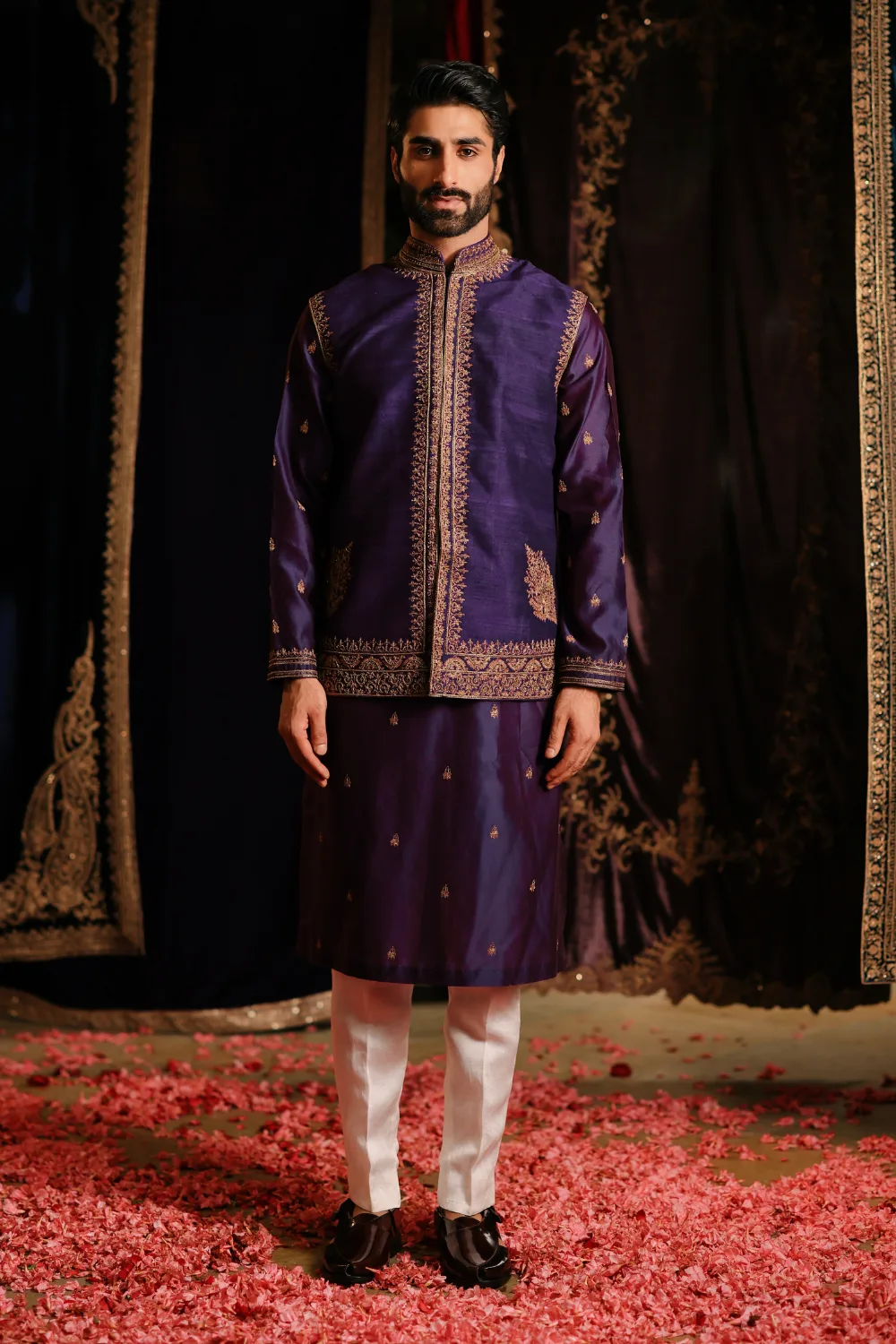 Rayan Jacket Set by Jigar Mali in purple