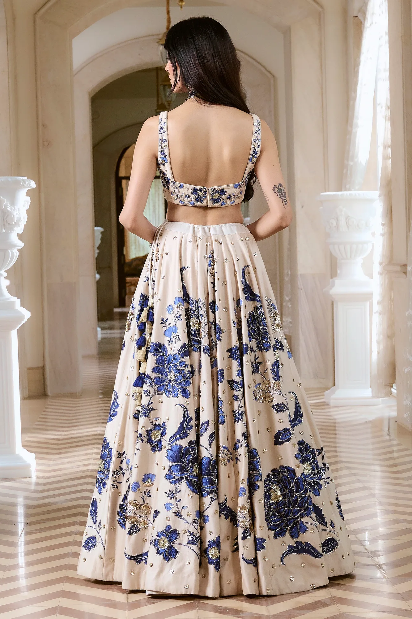 Francesca Lehenga Set by Paulmi And Harsh in ivory, view 2