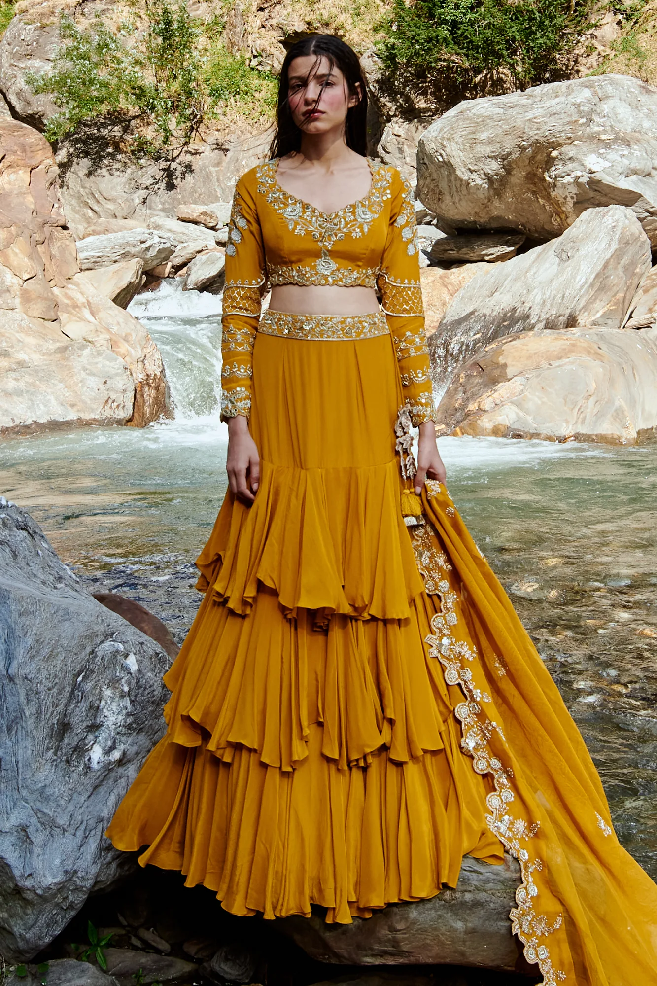 Fiorella Lehenga Set by Paulmi And Harsh in yellow