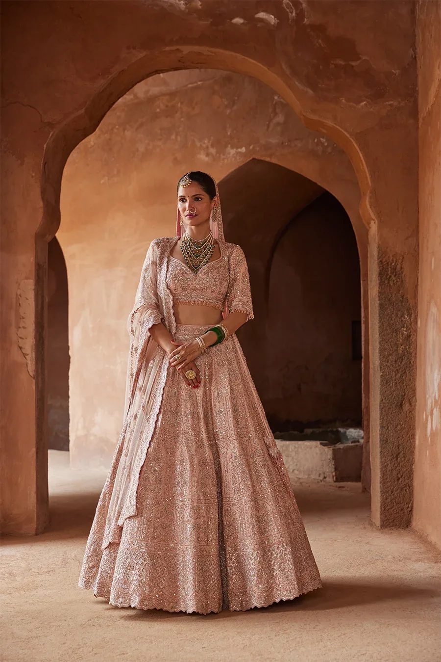 Blush Pink Nazm Lehenga by Nitika Gujral