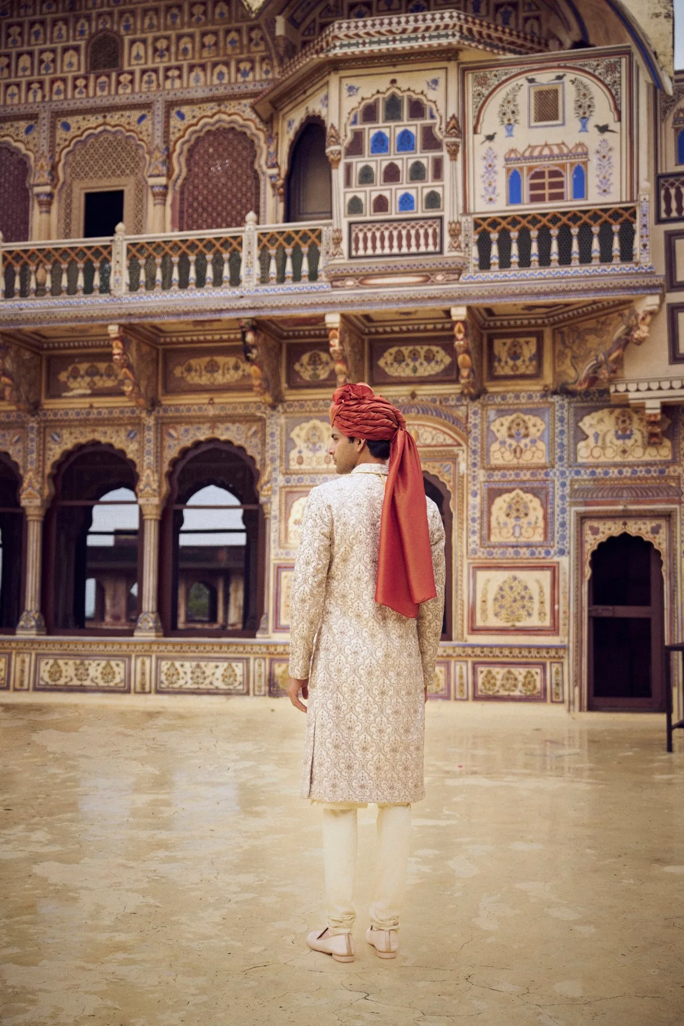 Beige Kasab Sherwani Set by Nitika Gujral, view 2