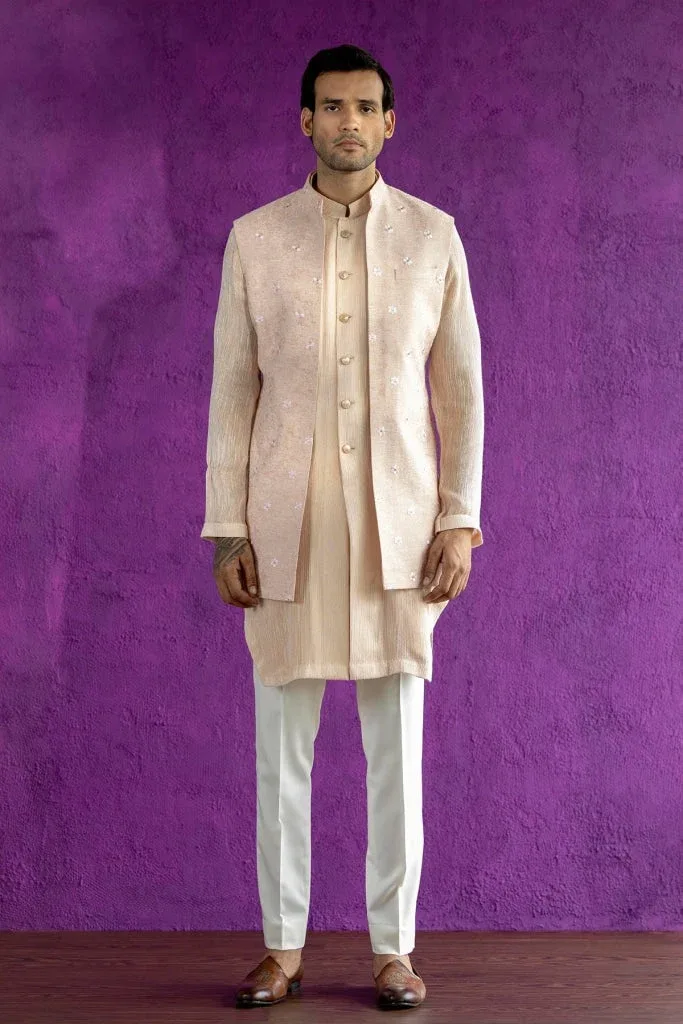 Blush Phool Nehru Jacket by Qbik