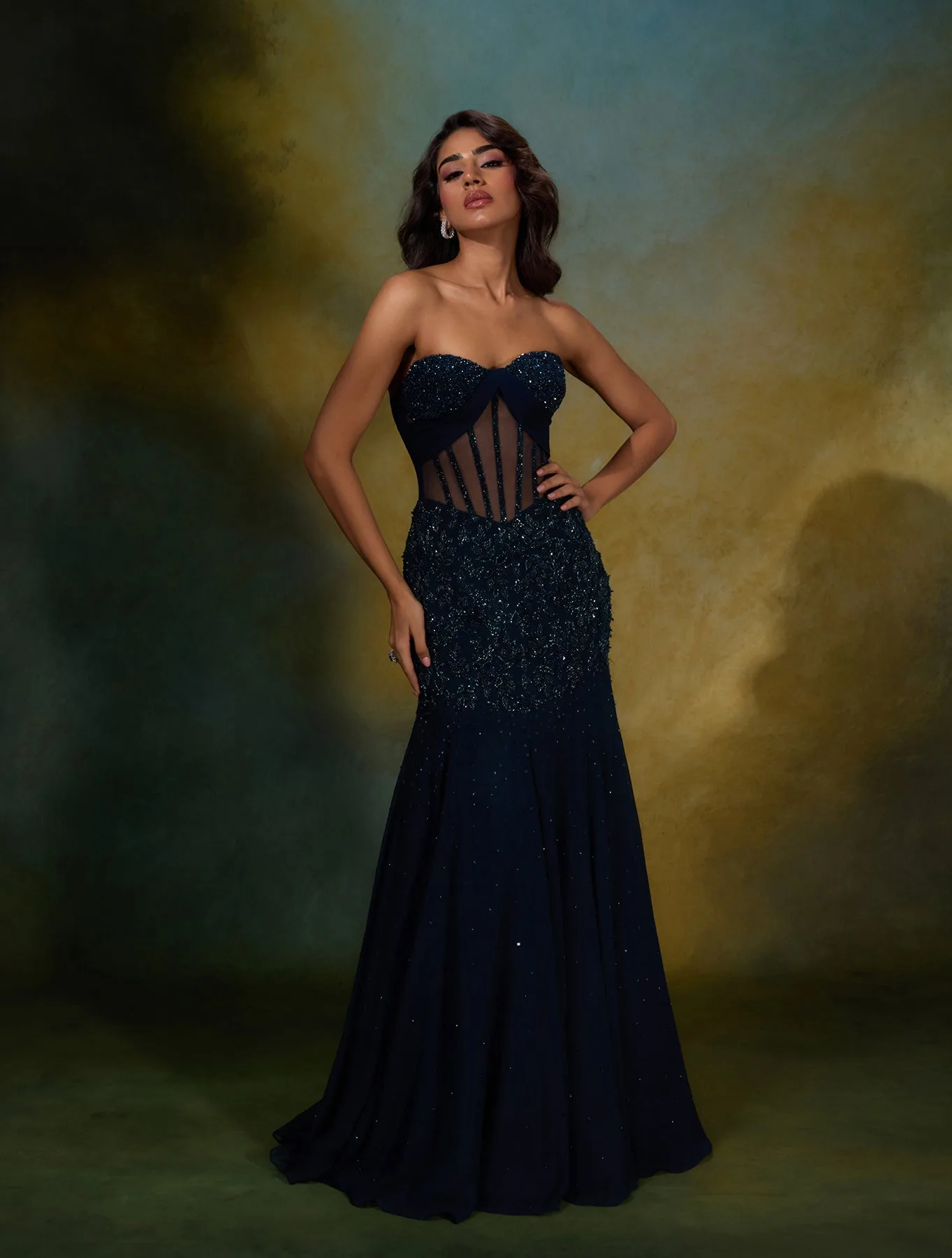 Elle by Shloka Khialani, teal blue gown