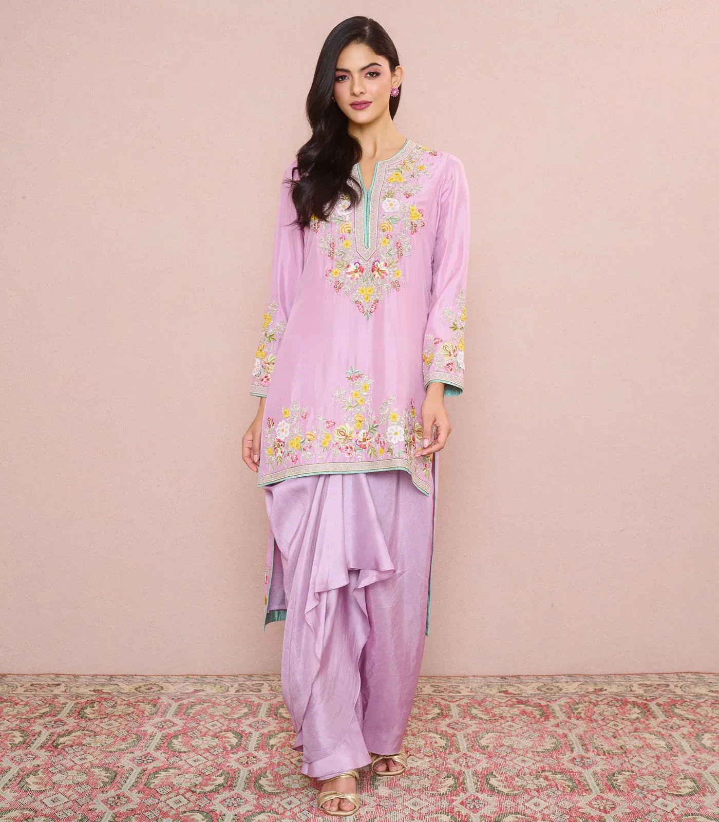 Lilac Utsa High Low Kurta Set by Anushree Reddy