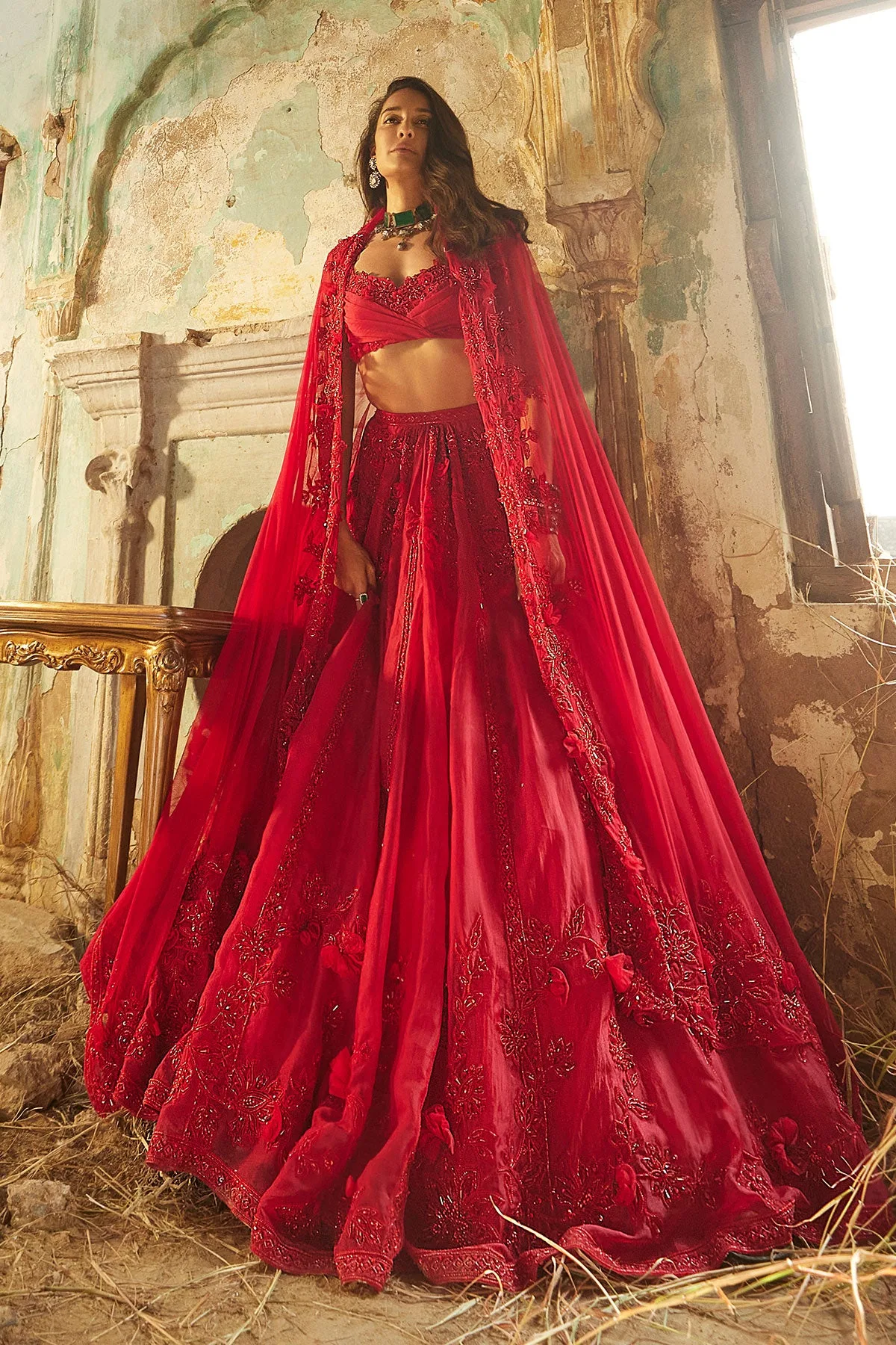 Zeeana by Ridhi Mehra, red lehenga