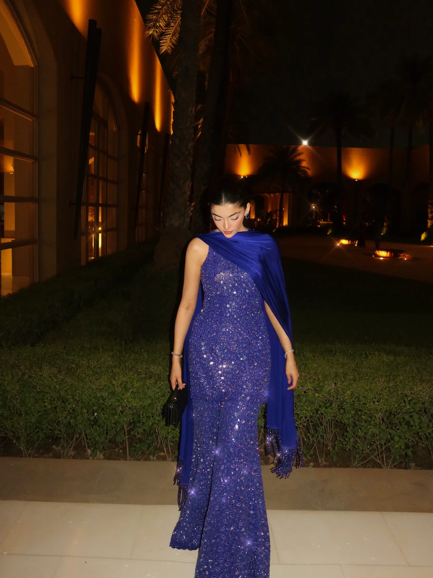 Ilisha in our Cocktail Blue sharara set by Vvani Vats, view 3