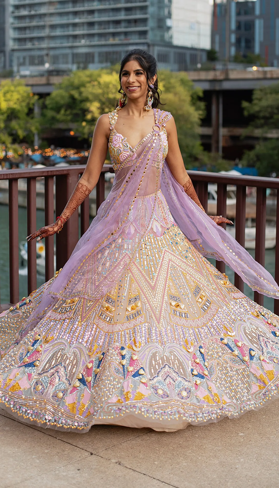 Ankita - Ivory and Lilac Lehenga Set by Papa Don't Preach