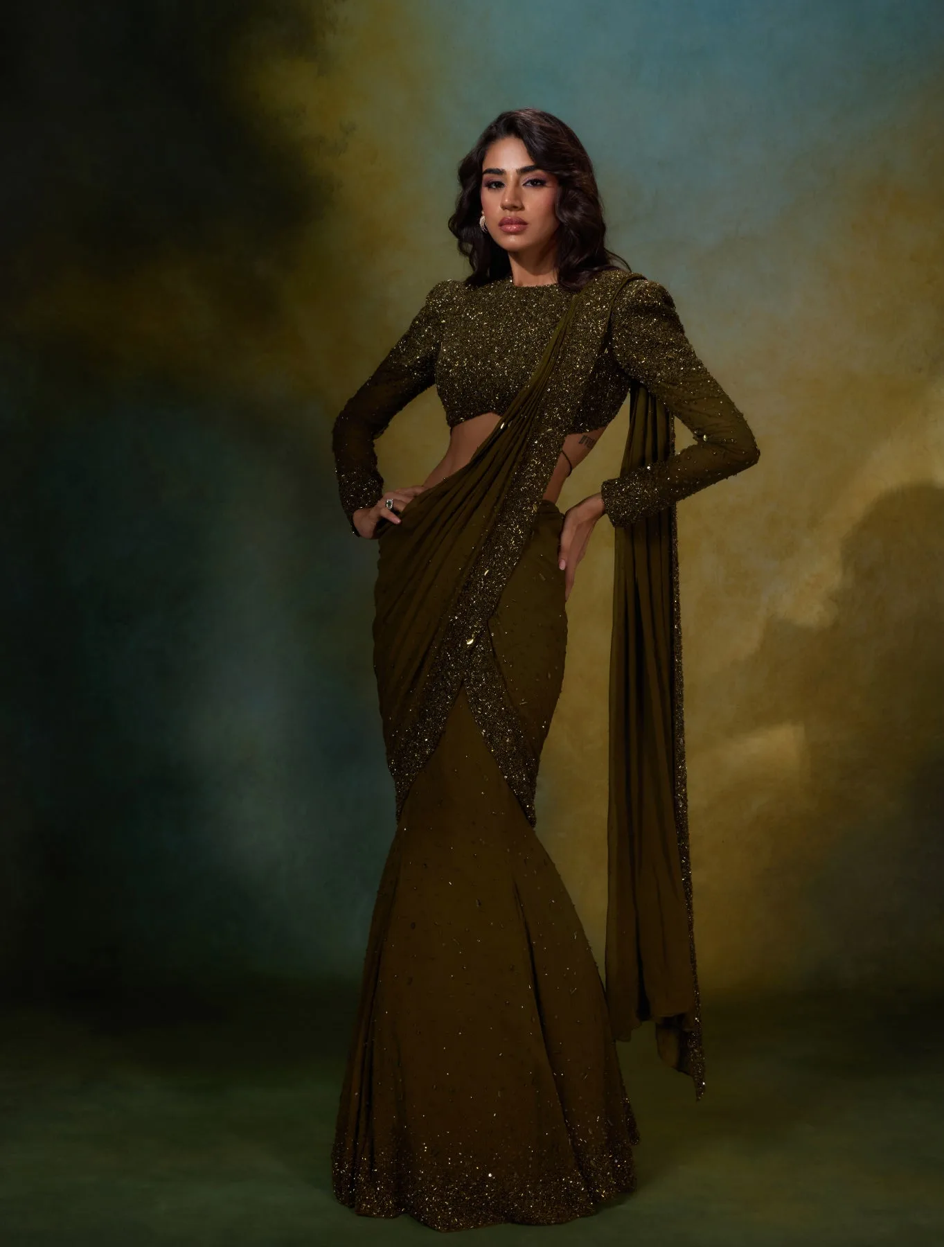 Natalia by Shloka Khialani in olive green