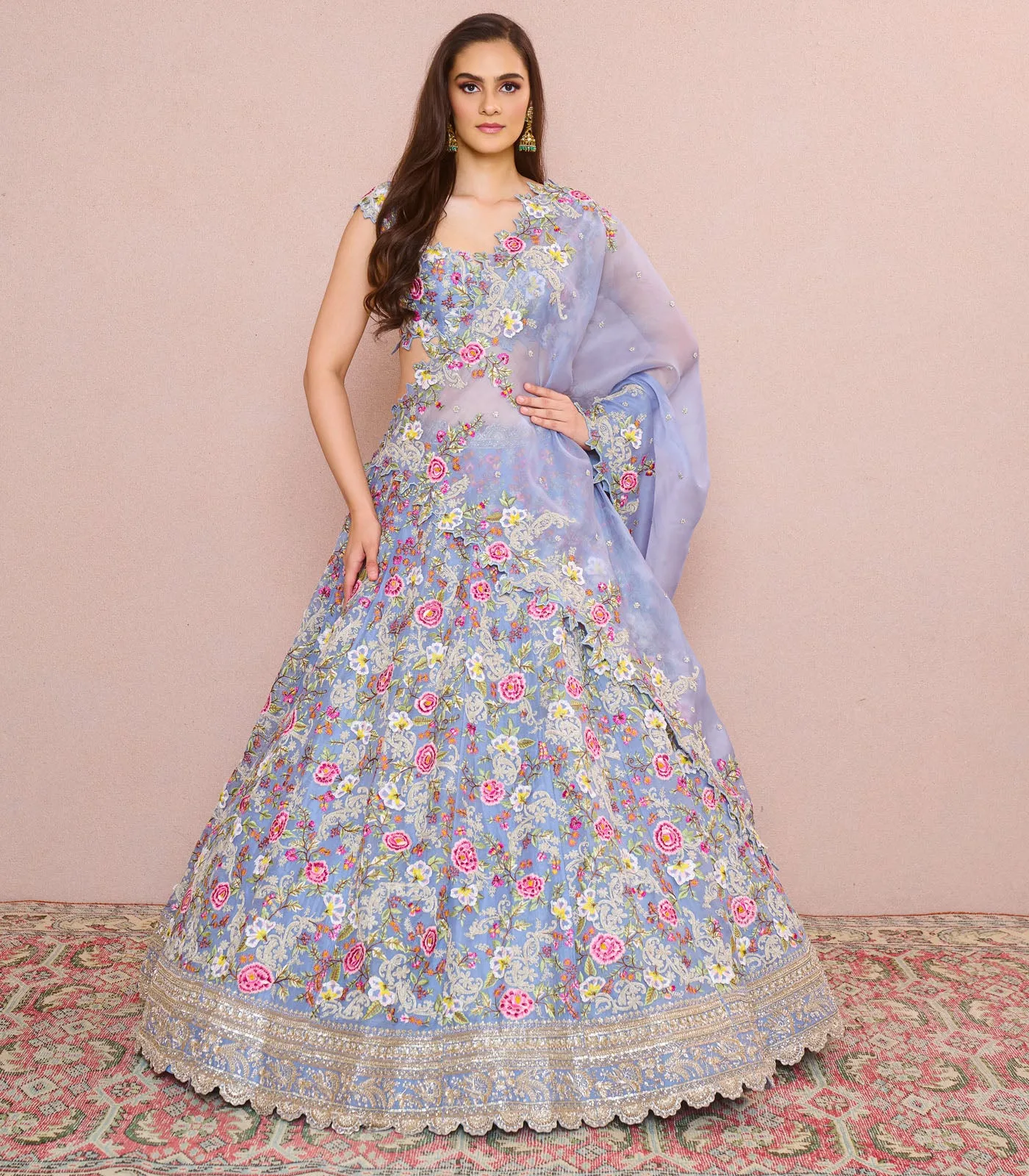 Blue Umang Lehenga Set by Anushree Reddy